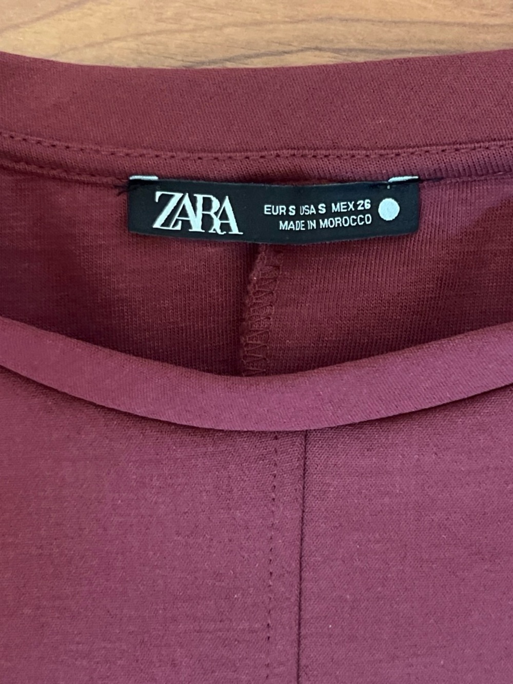Zara Short Sleeve Crewneck Dress - Wine - Picture 3 of 3